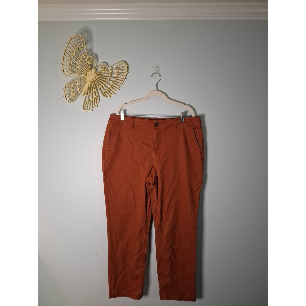 Loft Monroe Slim Pants Size 14 Burnt Orange Rust Chino Trousers